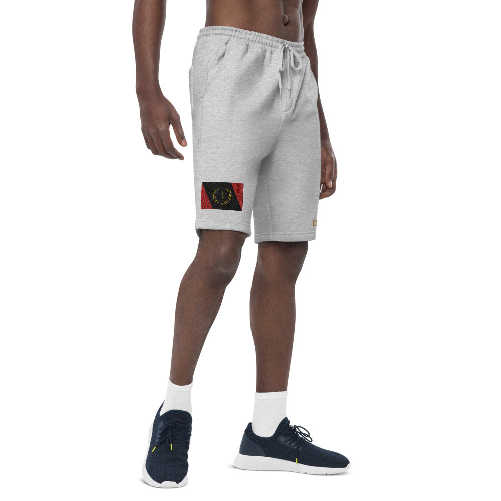 Black American Heritage Flag Men's fleece shorts Gold Stitching