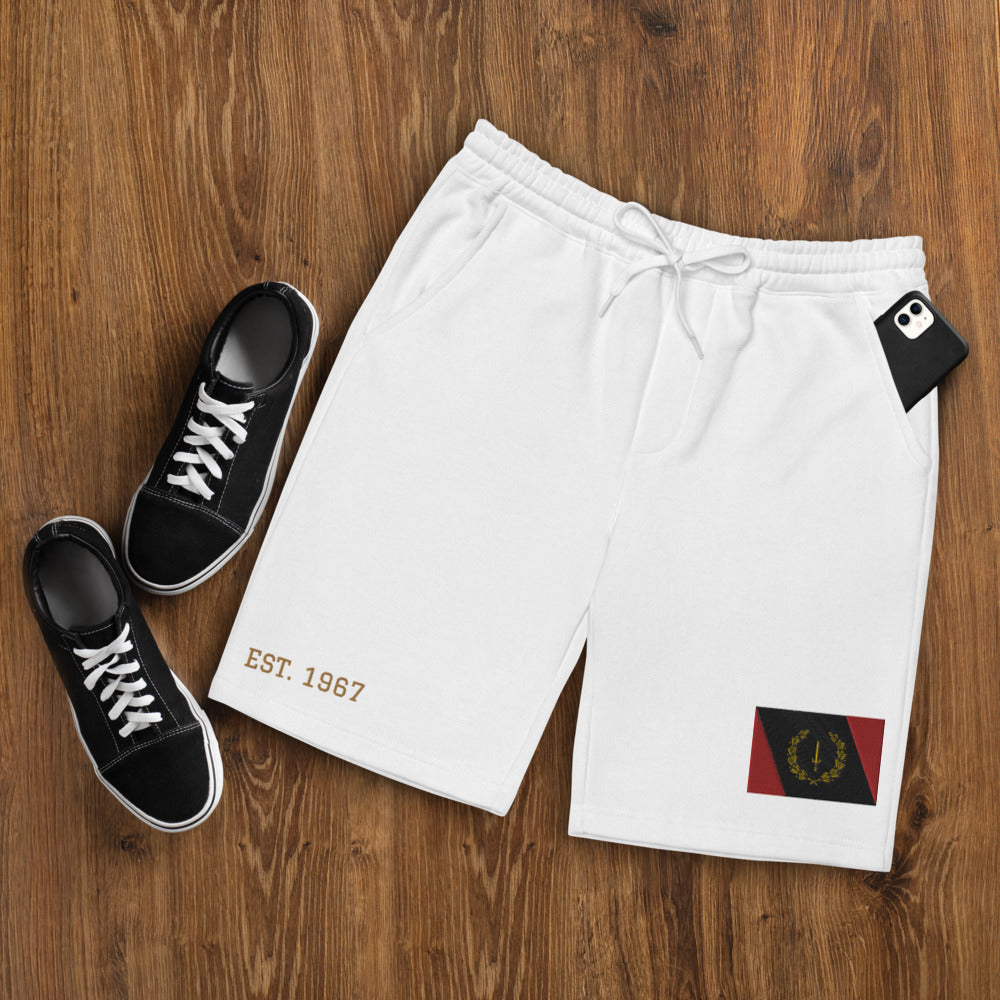 Black American Heritage Flag Men's fleece shorts Gold Stitching
