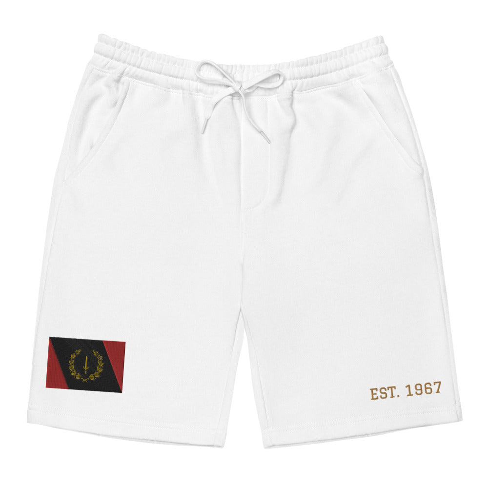 Black American Heritage Flag Men's fleece shorts Gold Stitching