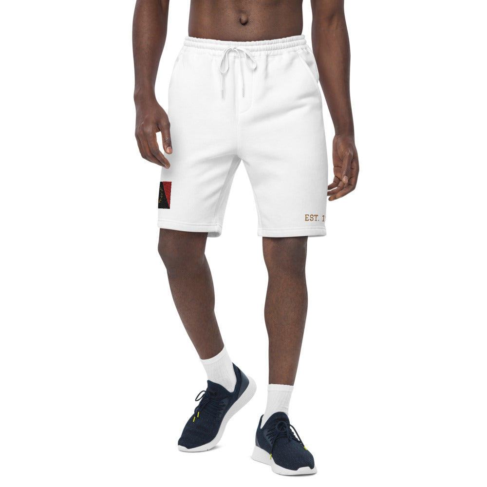 Black American Heritage Flag Men's fleece shorts Gold Stitching