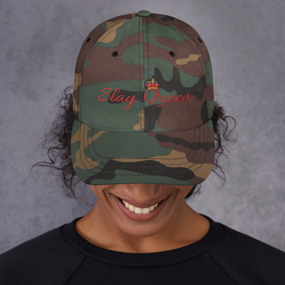 Slay Queen Dad Hat - Green Camo