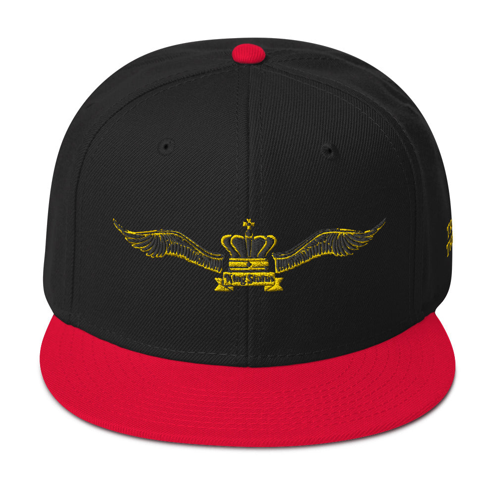 King Status Winged Snapback Hat - Black and Gold