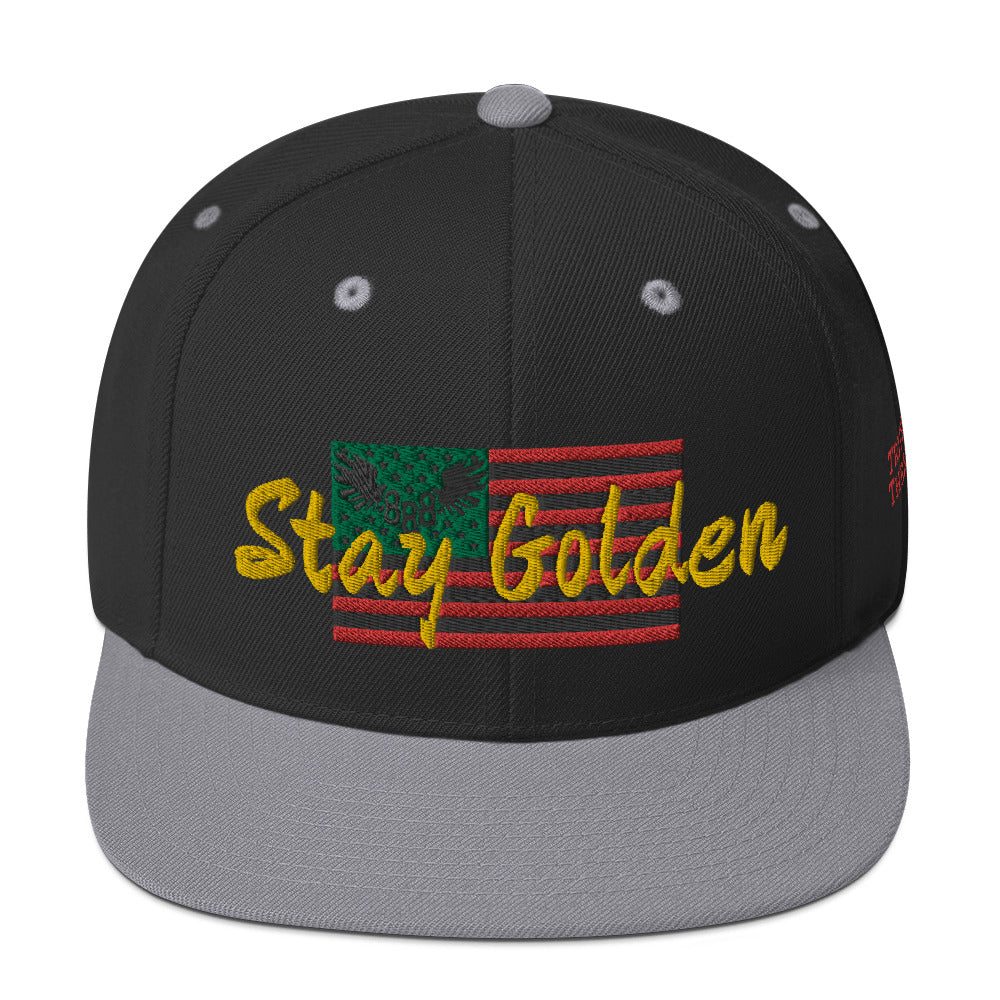Stay Golden Snapback Hat - Black and Silver