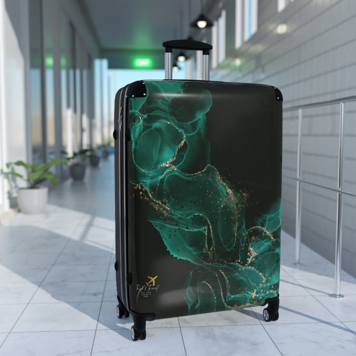 Elegant Lucid Green N Gold - Stylish Travel Suitcase