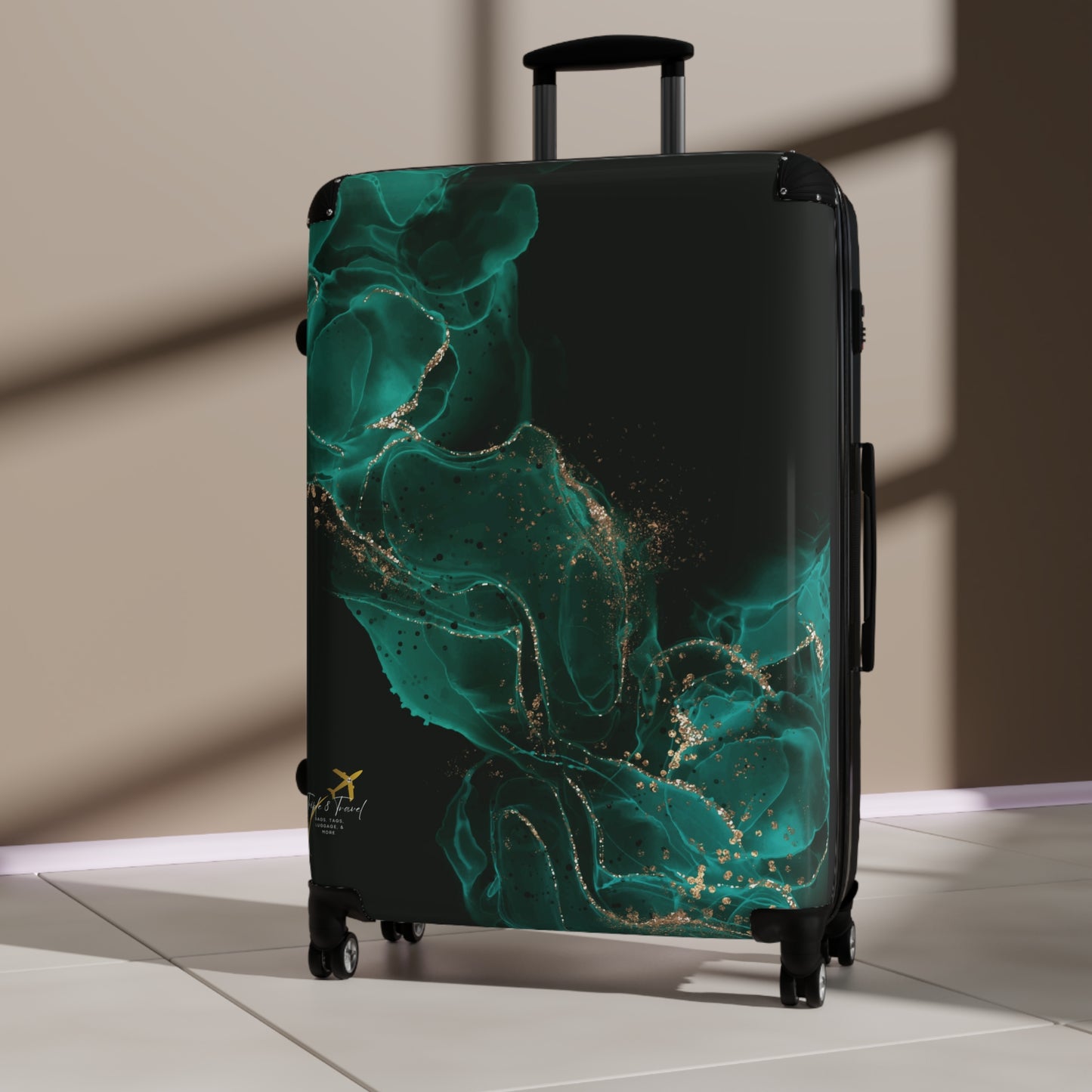 Elegant Lucid Green N Gold - Stylish Travel Suitcase