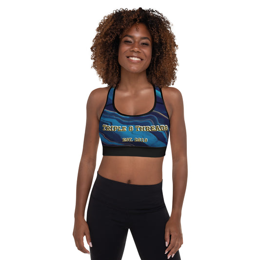 8xquiZit Collection T8T Ocean Viewz Blue Marble Padded Sports Bra