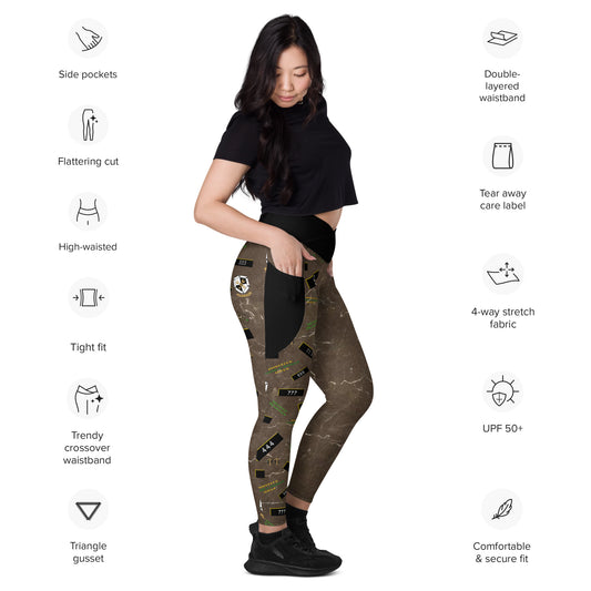 8xquiZit Collection - Women's Manifestation Coco-cured Marble Crossover Leggings with Pockets