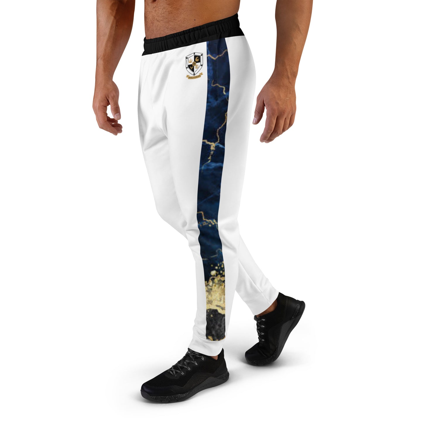 8xquiZit Collection - Tri-color Blue, Gold, & White T8T Men's Joggers - White