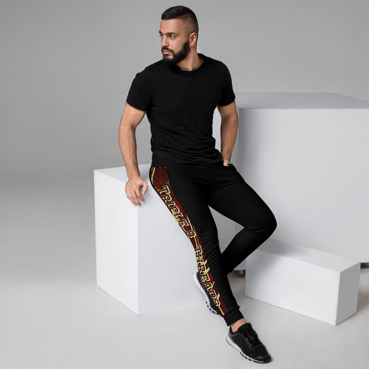 8xquiZit Collection T8T  Ruby Red N Gold Men's Joggers - Black