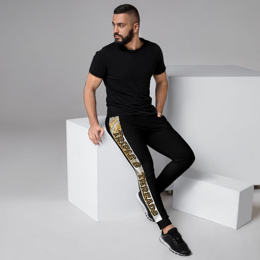 8xquiZit Collection T8T White Marble Men's Joggers - Black