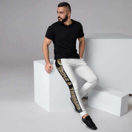 8xquiZit Collection T8T Deep Black N White Marble Men's Joggers - White