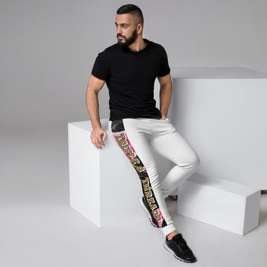 8xquiZit Collection T8T Pynk, Black, N Gold Marble Men's Joggers -White