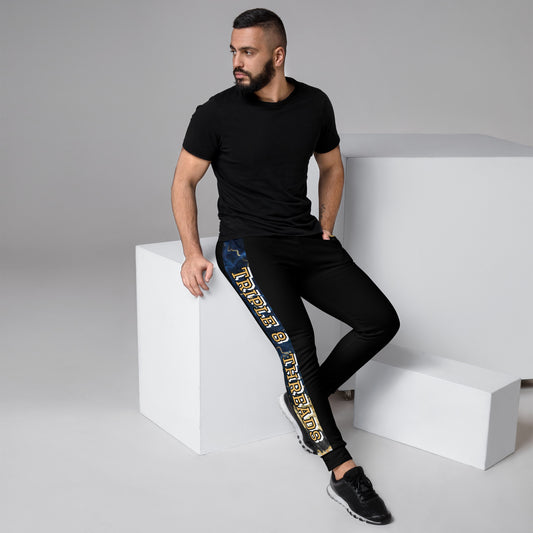 8xquiZit Collection - Tri-color Blue, Gold, & White T8T Men's Joggers - Black