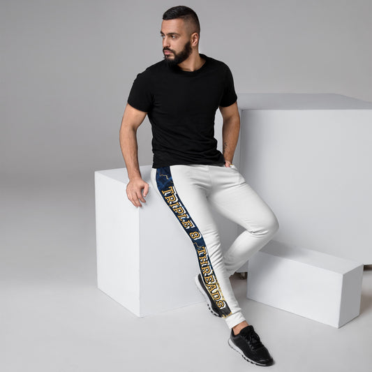 8xquiZit Collection - Tri-color Blue, Gold, & White T8T Men's Joggers - White