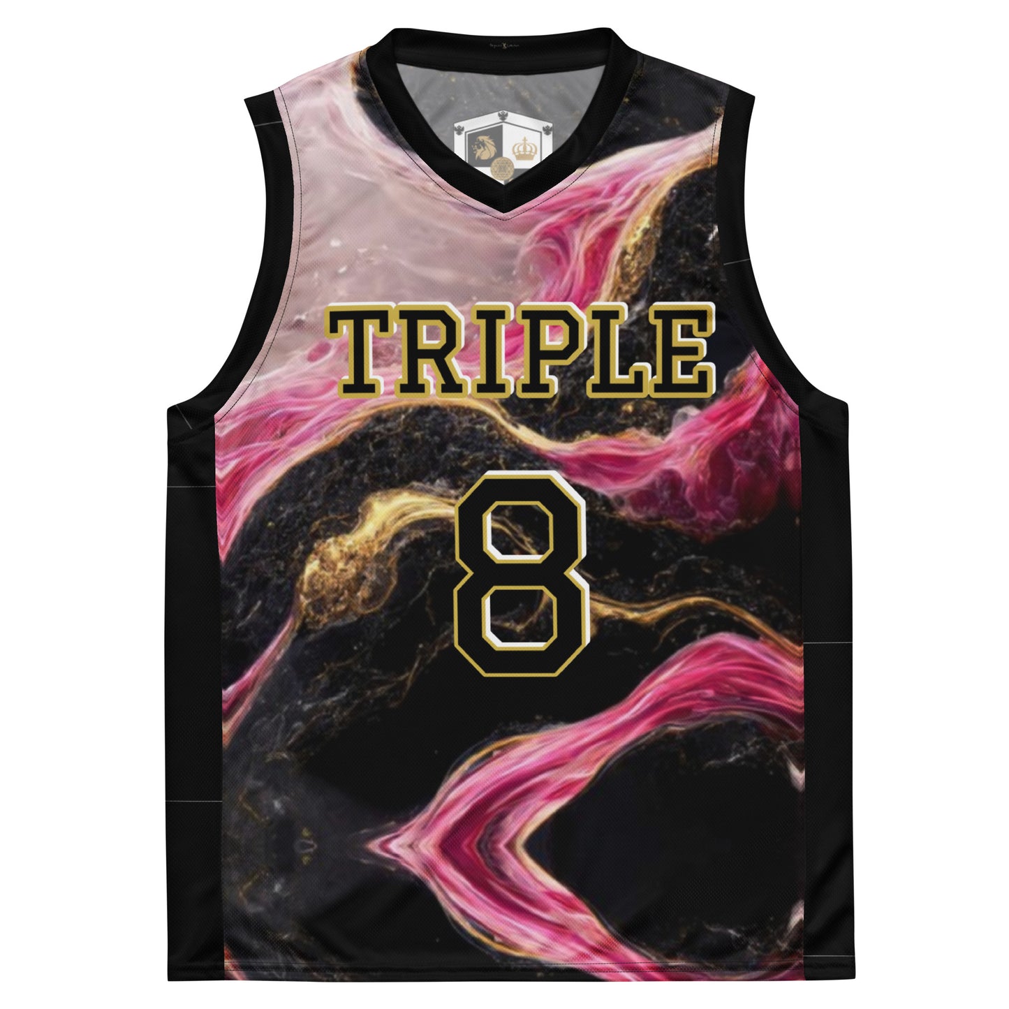 8xquiZit Collection T8T Pynk, Black, N Gold Marble  Unisex Basketball Jersey