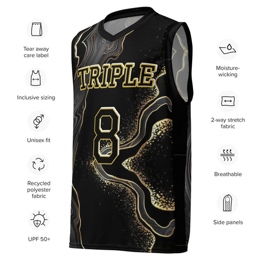 8xquiZit Collection - Deep Black N Gold Marble Unisex Basketball Jersey