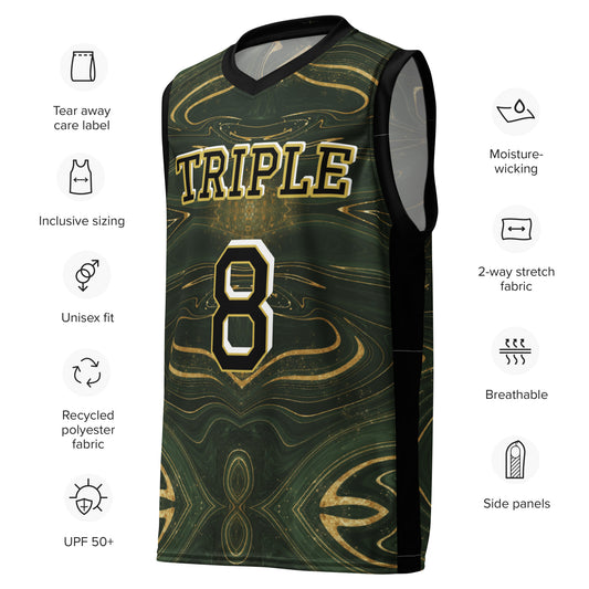 8xquiZit Collection - Green Luxury Marble Unisex Basketball Jersey
