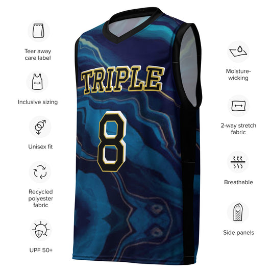 8xquiZit Collection - Ocean Viewz Blue Marble Unisex Basketball Jersey