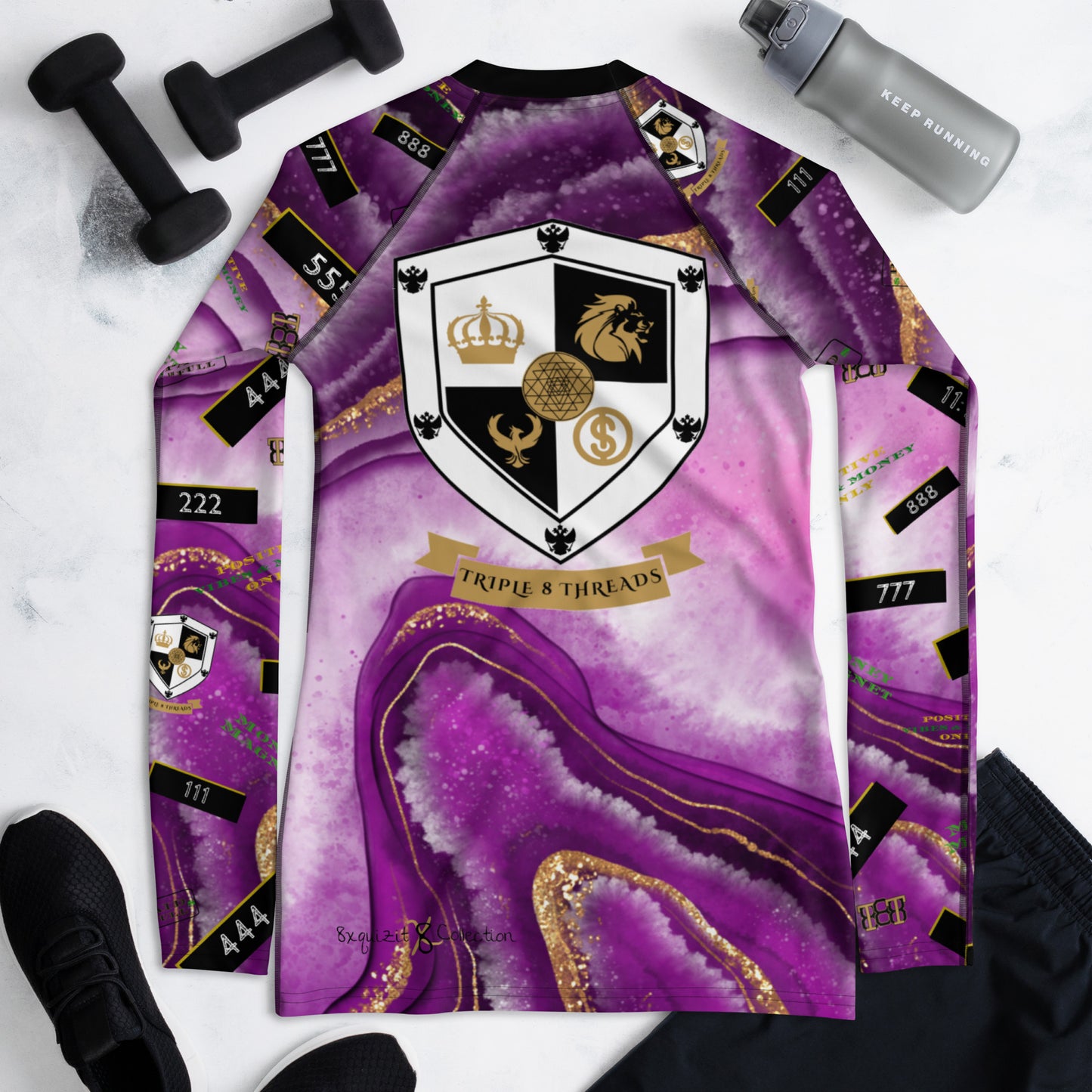8xquiZit Collection - Women's Manifestation  Royal Purple N Gold Long Sleeve Activewear