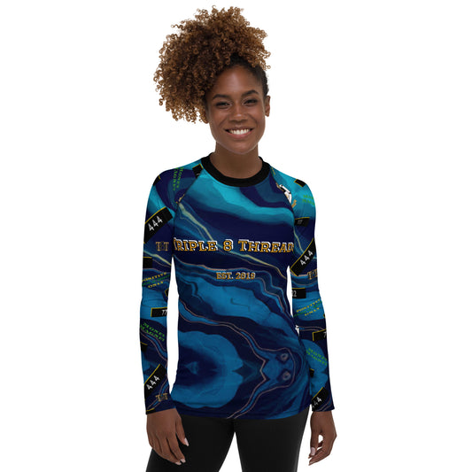 8xquiZit Collection - Women's Manifestation Ocean Viewz Blue Marble Long Sleeve Activewear