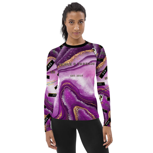 8xquiZit Collection - Women's Manifestation  Royal Purple N Gold Long Sleeve Activewear