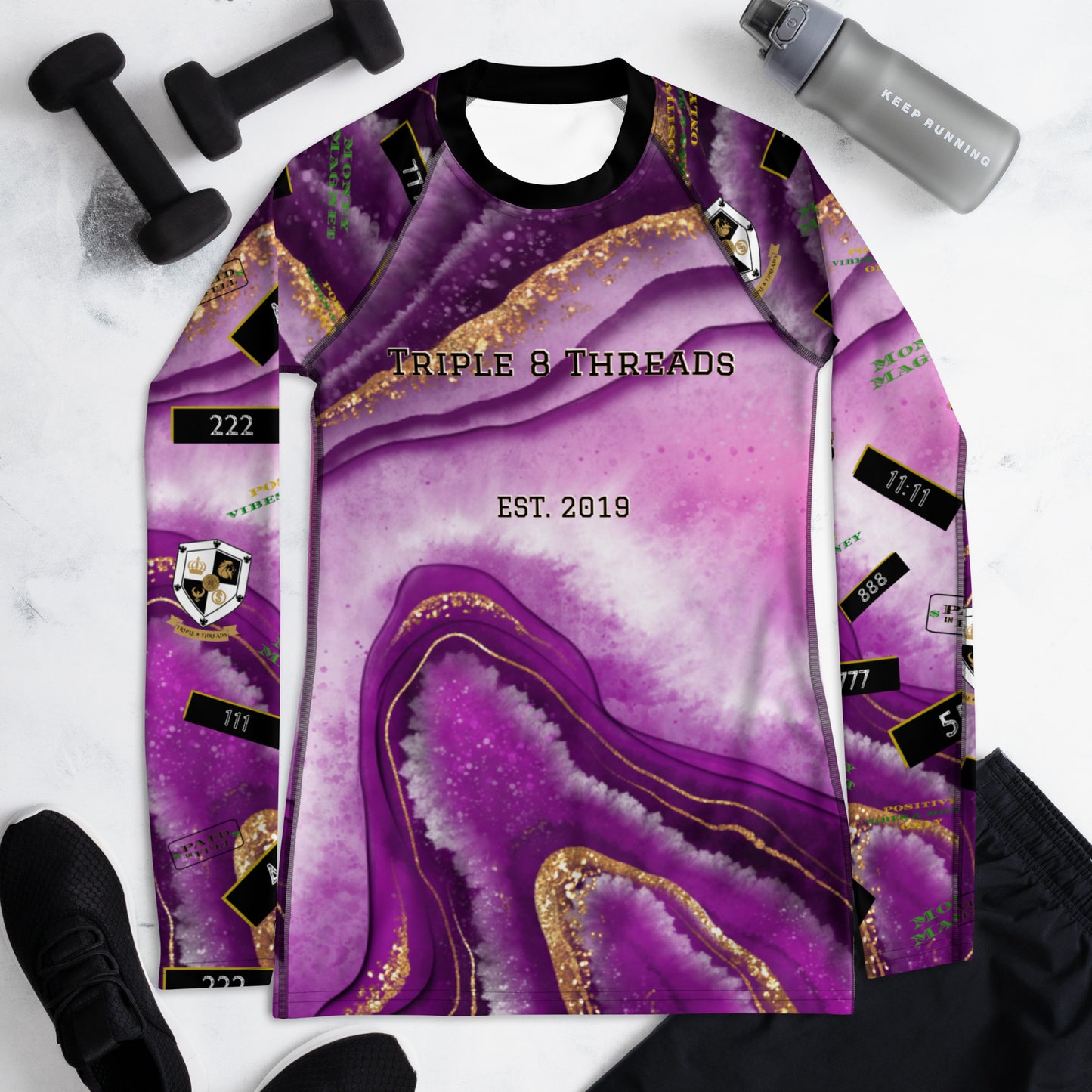 8xquiZit Collection - Women's Manifestation  Royal Purple N Gold Long Sleeve Activewear