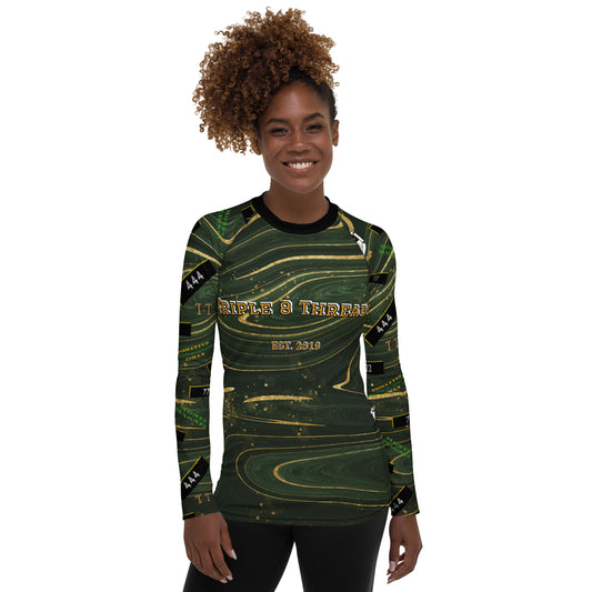 8xquiZit Collection - Women's Manifestation Green Luxury Marble Long Sleeve Activewear