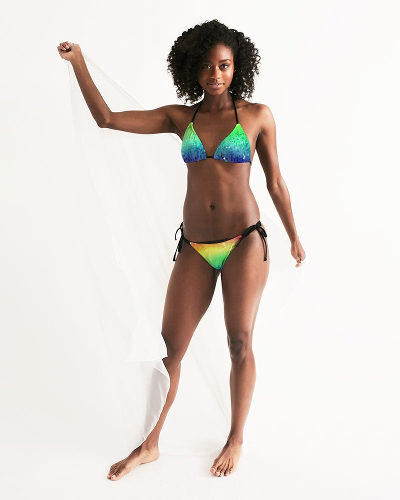 Rainbow Faded Coruscate Women's Triangle String Bikini
