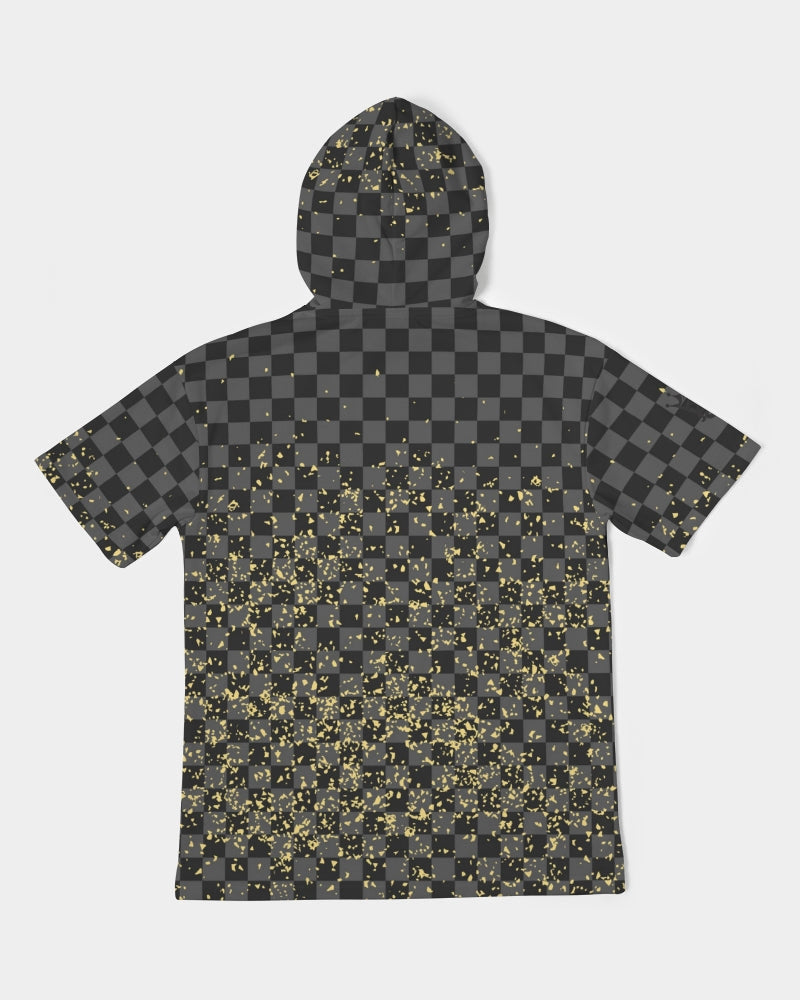 Check Blk n Gry - Gold Men's Premium Heavyweight Short Sleeve Hoodie
