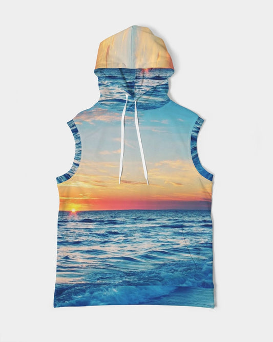 Beach Sunset - Blue Men's Premium Heavyweight Sleeveless Hoodie