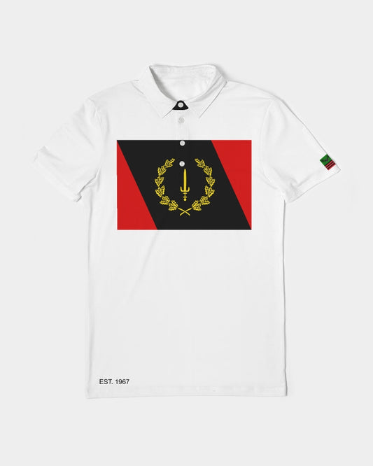 Black American Heritage Flag Men's Slim Fit Short Sleeve Polo