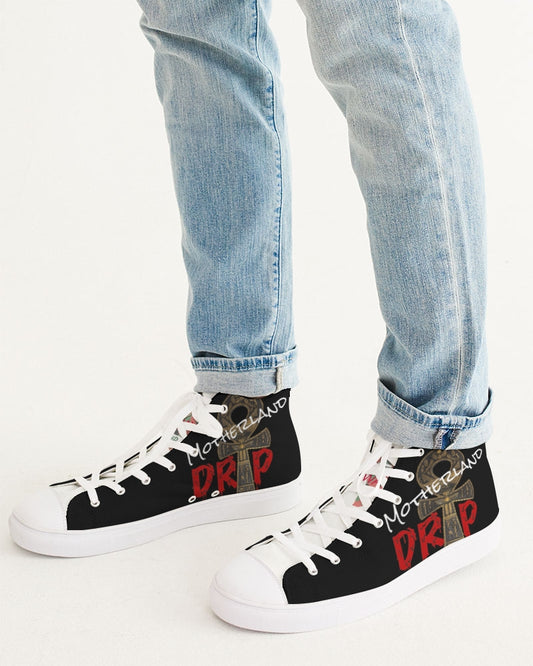 Ankh Motherland Drip- Gold Kicks Men's Hightop Canvas Shoe