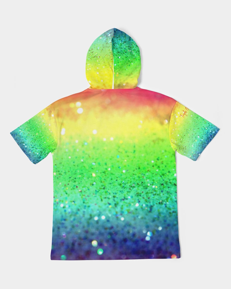 Rainbow Faded Coruscate Men's Premium Heavyweight Short Sleeve Hoodie
