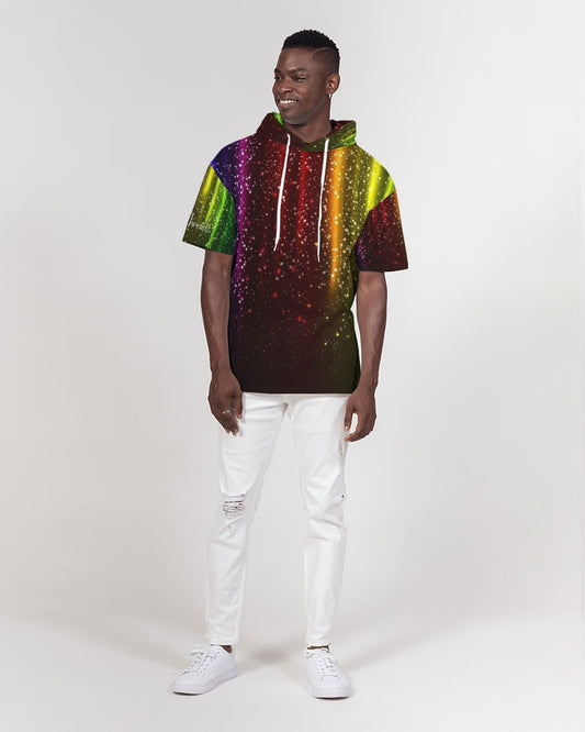 Rainbow Streak Coruscate Men's Premium Heavyweight Short Sleeve Hoodie
