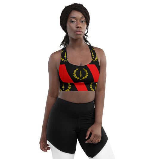 Black American Heritage Flag Longline sports bra