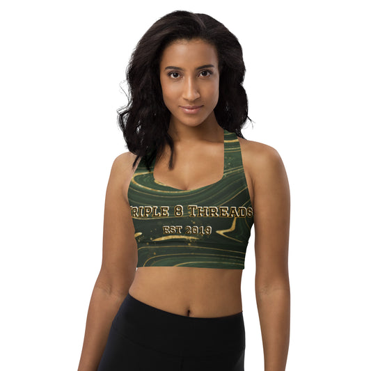 8xquiZit Collection - Green Luxury Longline Sports Bra
