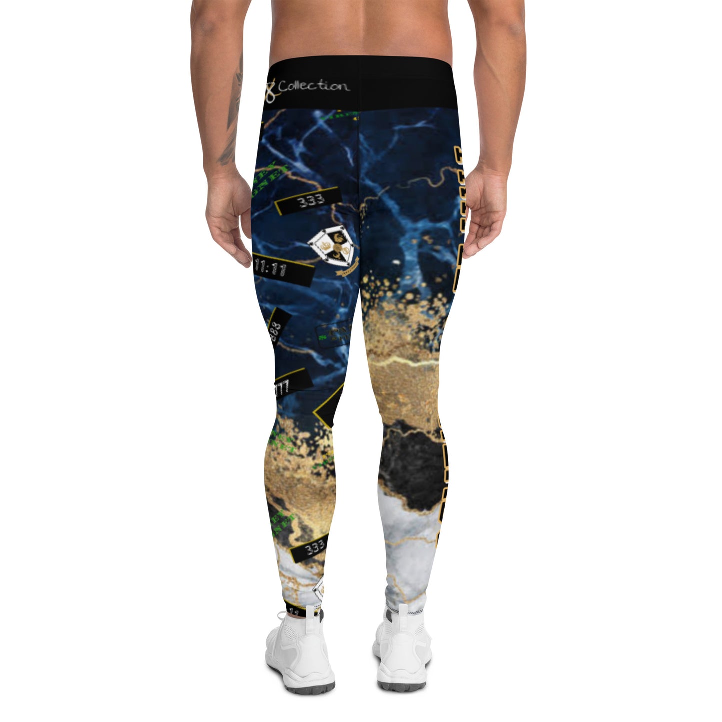 8xquiZit Collection -  Men's Tri-color Blue, Gold, & White Manifestation Leggings