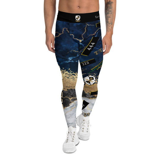 8xquiZit Collection -  Men's Tri-color Blue, Gold, & White Manifestation Leggings