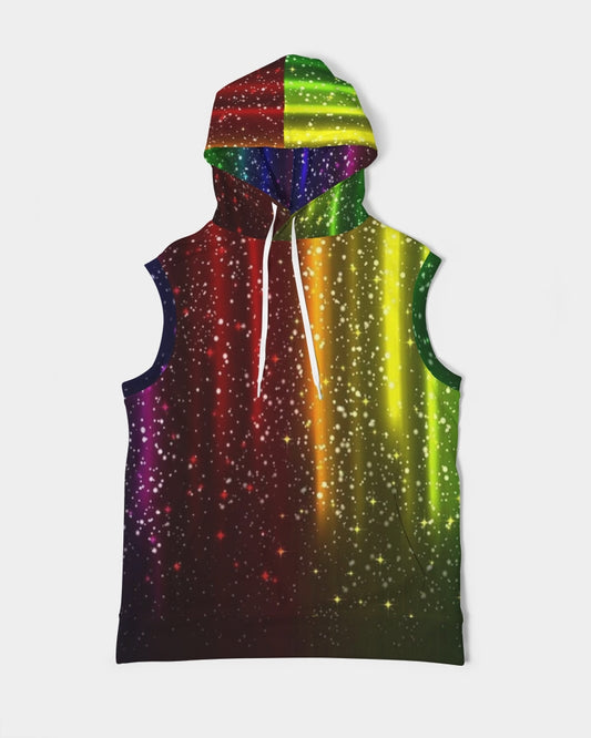 Rainbow Streak Coruscate Men's Premium Heavyweight Sleeveless Hoodie
