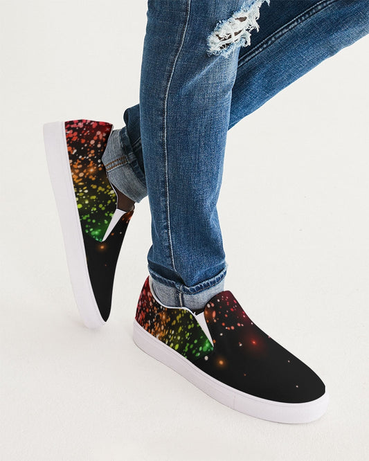 Black Rainbow Shimmer Men's Slip-On Canvas Shoe