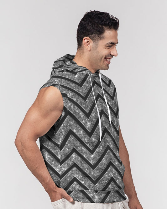 Silver n Black Coruscate Men's Premium Heavyweight Sleeveless Hoodie