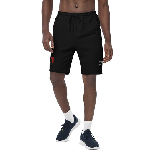 Black American Heritage Flag Men's fleece shorts White Stitching