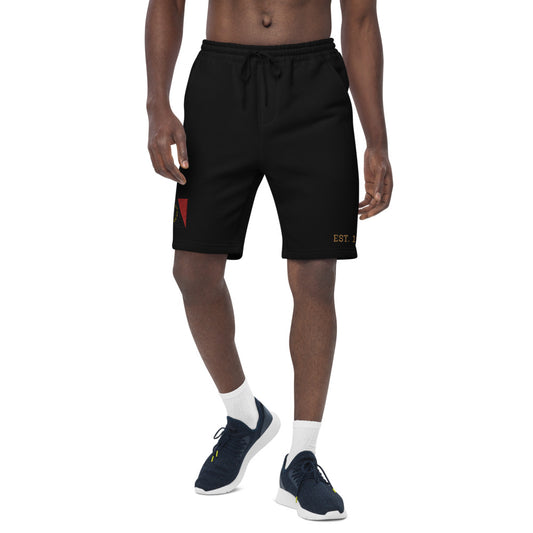 Black American Heritage Flag Men's fleece shorts Gold Stitching