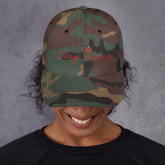 Slay Queen Dad Hat - Green Camo